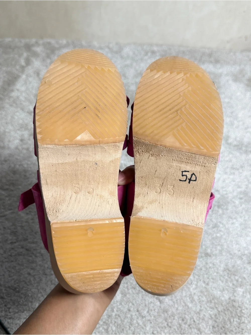 Unbranded Girls Cape Pink Woven Leather Woden Sole Clogs Sandals 33/US 2